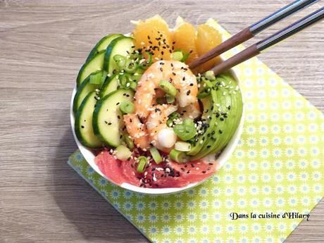 Poke bowl à la crevette marinée / Marinated shrimp poke bowl