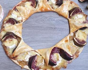 Tarte couronne d'automne au camembert, confit d'oignon et figues / Crown tart with figs, camembert and onion confit