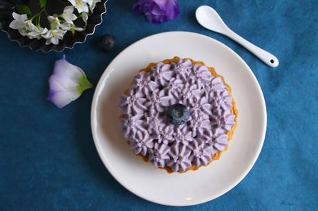 Tartelettes amandine aux myrtilles, chantilly mascarpone myrtille