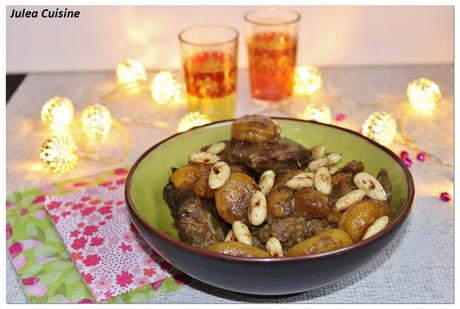 Tajine de boeuf, aux abricots et aux amandes