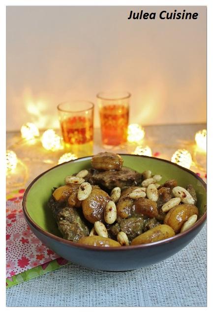 Tajine de boeuf, aux abricots et aux amandes