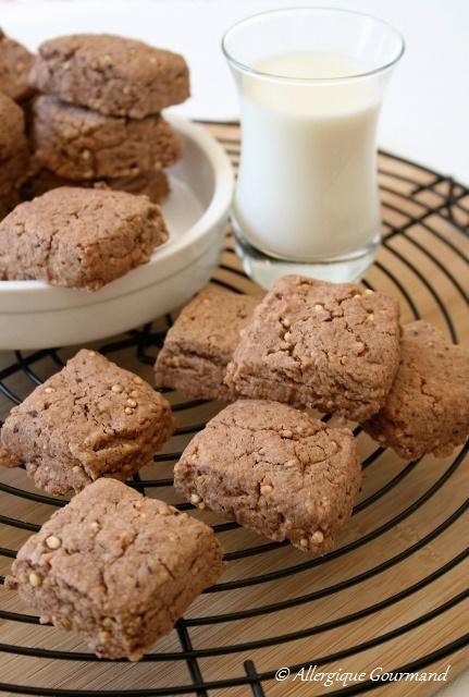 Sablés au chocolat et quinoa soufflé, Bio, sans oeufs, ni gluten ....