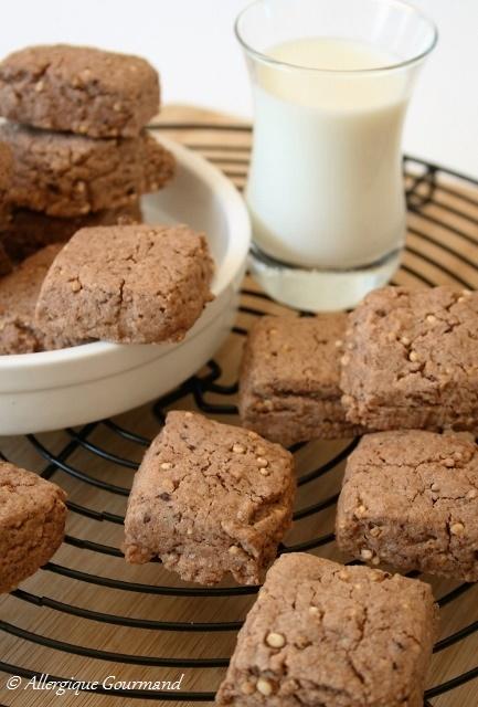 Sablés au chocolat et quinoa soufflé, Bio, sans oeufs, ni gluten ....