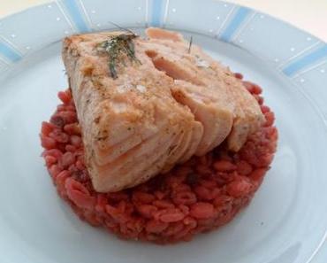 Blésotto à la betterave et cœur de saumon pour Octobre Rose