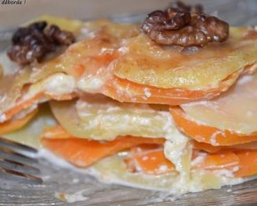 Gratin de pomme de terre, carotte et noix