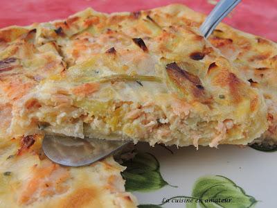 Tarte aux poireaux et saumon