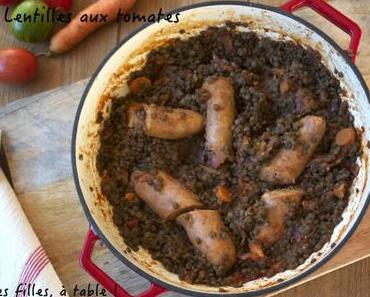 Lentilles aux tomates et saucisses confites au piment d’espelette