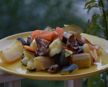 Légumes et champignons rôtis au four