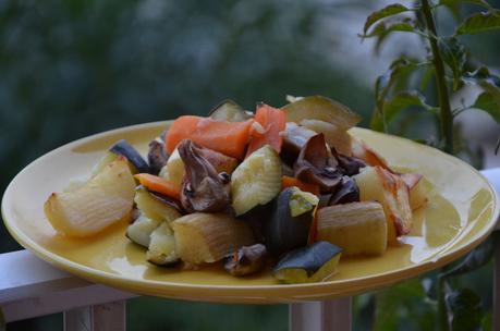 Légumes et champignons rôtis au four