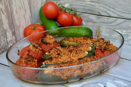 Légumes farcis au tofu et riz