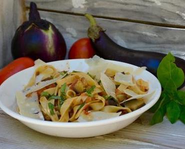 Tagliatelles aux aubergines confites