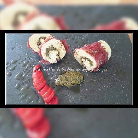 Roulade de poulet farci à la ricotta, pesto et boeuf séché au companion, thermomix, i cook'in ou sans robot