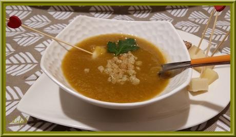 Velouté de Potiron, Poivron vert et Tomates