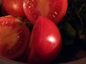 Velouté de Potiron, Poivron vert et Tomates