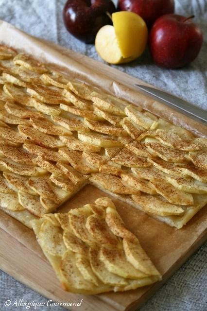 Tarte fine à la pomme, sans oeufs ni gluten...