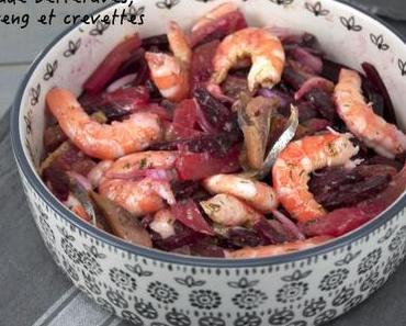 Salade de betteraves, hareng fumé doux et crevettes