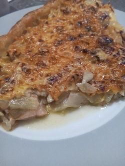 tarte aux oignons/endives/roti de porc au curry 