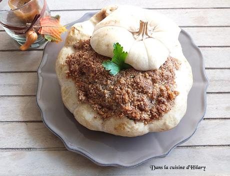 Pâtisson farci au veau, noisettes et son crumble / Pattypan squash stuffed with veal, hazelnuts and its crumble