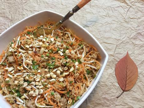 Salade végétale quinoa tofu et petits légumes d’automne