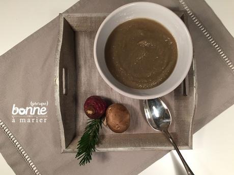 Potage épais de topinambours et champignons