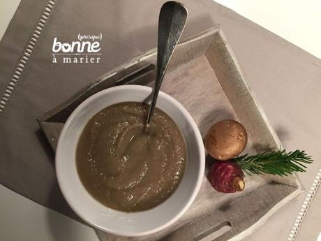 Potage épais de topinambours et champignons