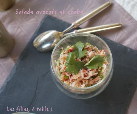 Salade avocats, crabe et coriandre