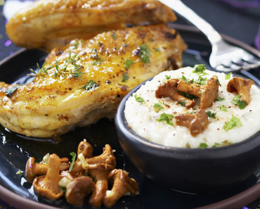 Chapon rôti & riz aux chanterelles