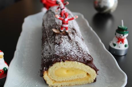 Bûche de Noël, citron, chocolat noir