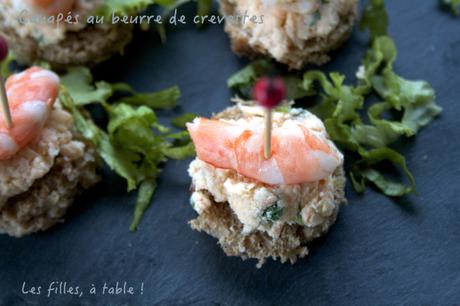 Canapés au beurre de crevettes