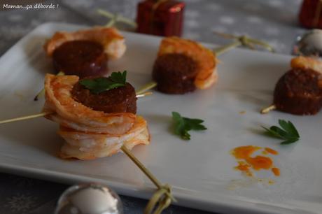 Brochettes crevettes et chorizo