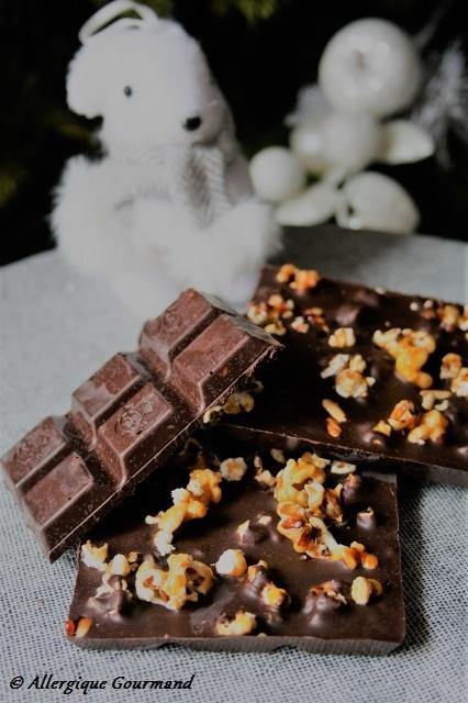 Chocolats aux pignons et popcorn caramélisés, Bio, sans allergènes ni gluten