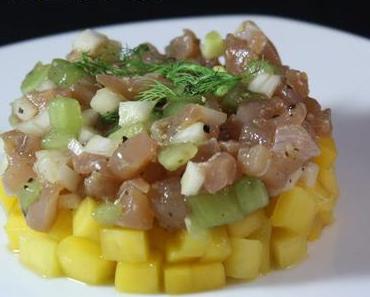 Tartare de thon, fenouil, kiwi et mangue