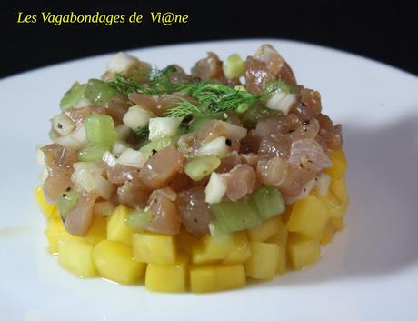 Tartare de thon, fenouil, kiwi et mangue