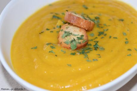 Velouté carotte, panais et lentille corail