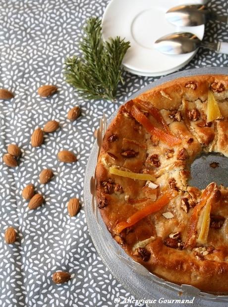 Brioche des rois fruits confits, amandes caramélisées, Bio, sans gluten, oeufs, lait......