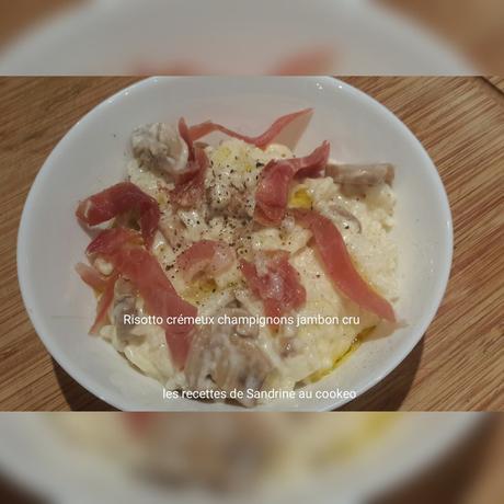 Risotto crémeux aux champignons et jambon cru au cookeo