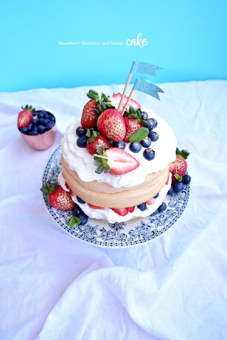 Strawberry blueberry & lemon cake