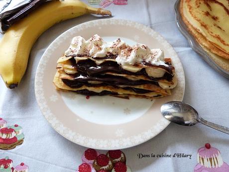 Millefeuille de crêpes gourmand chocolat banane / Yummy chocolate and banana crepes millefeuille