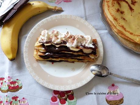 Millefeuille de crêpes gourmand chocolat banane / Yummy chocolate and banana crepes millefeuille