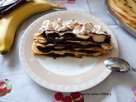 Millefeuille de crêpes gourmand chocolat banane / Yummy chocolate and banana crepes millefeuille