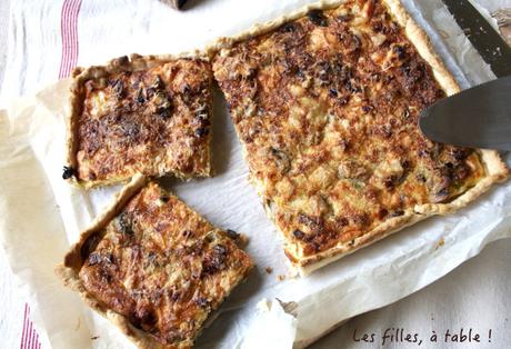 Tarte saumon, poireaux et champignons