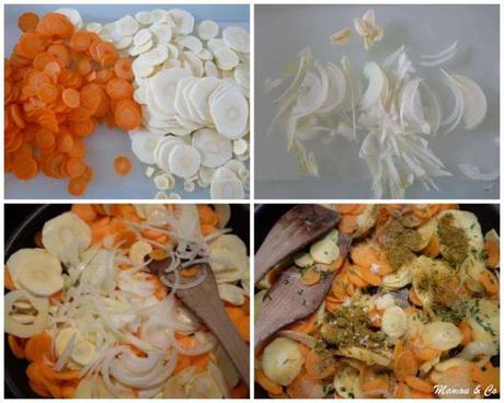 Tarte au poisson, panais et carottes