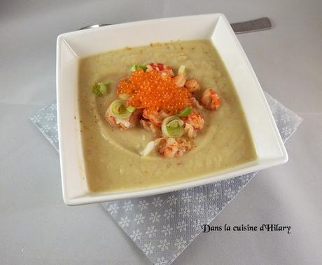 Velouté au céleri chic, écrevisses et oeufs de saumon / Celery cream with crawfish and salmon eggs