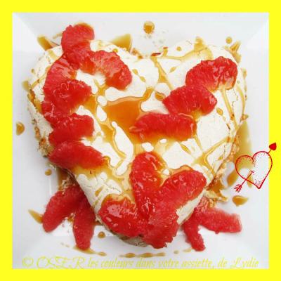 « Pavlova » aux agrumes et Chantilly maison… toute de rose et de blanc vêtue… pour la Saint Valentin !…