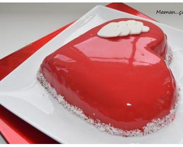 Bavarois coeur bombé et glaçage miroir