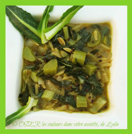 Soupe de chou romanesco aux pâtes « avoine » et au Cajun