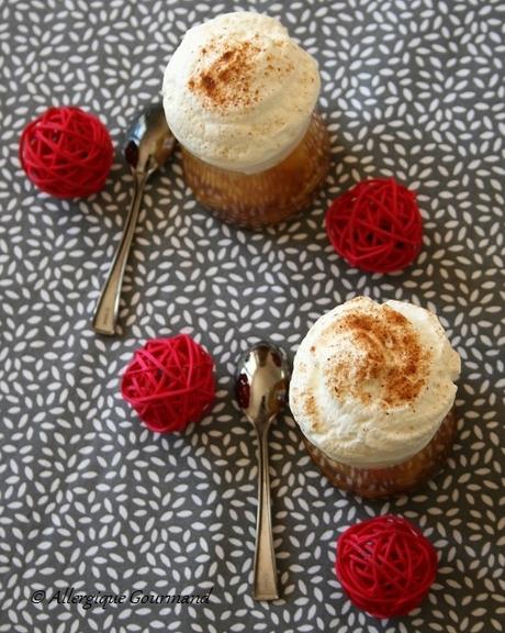 Verrines de pommes caramélisées, infusion verveine et sa chantilly coco,Bio, sans gluten, lait, oeufs....