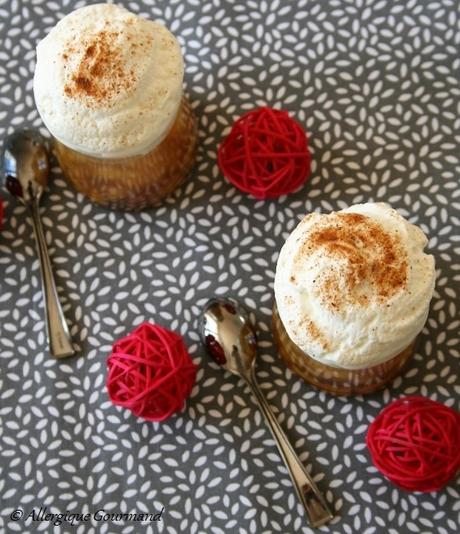 Verrines de pommes caramélisées, infusion verveine et sa chantilly coco,Bio, sans gluten, lait, oeufs....