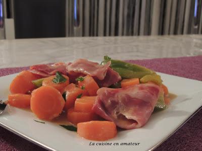 Carottes et poivrons à la coppa à la crème