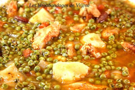 Tajine poulet, petits pois, topinambours